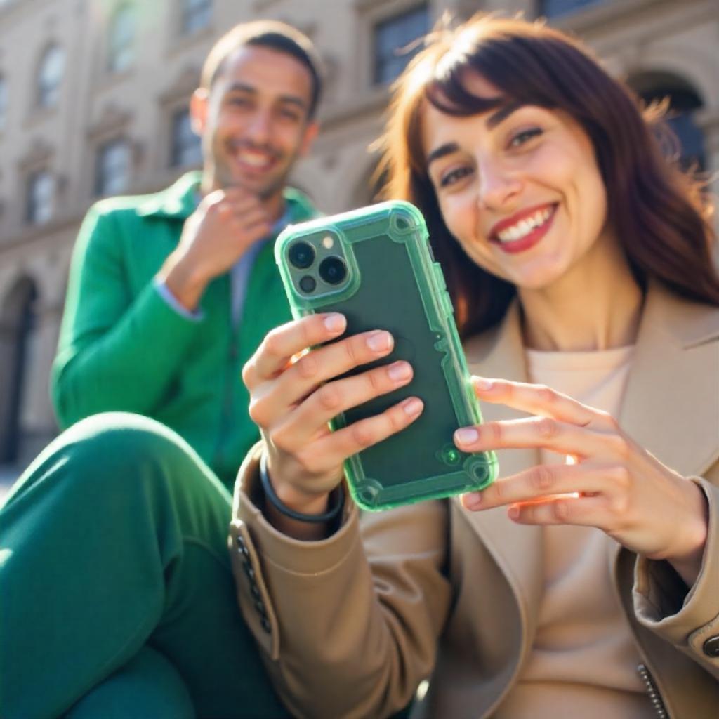 Casal acompanhando a alteração contratual pelo celular